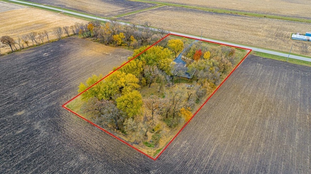 birds eye view of property featuring a rural view