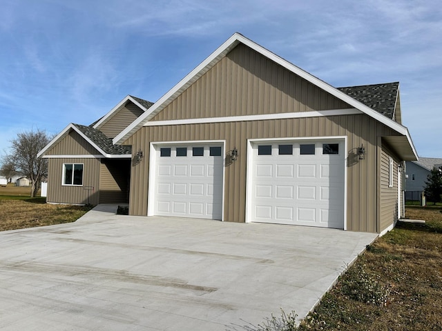 exterior space with a garage