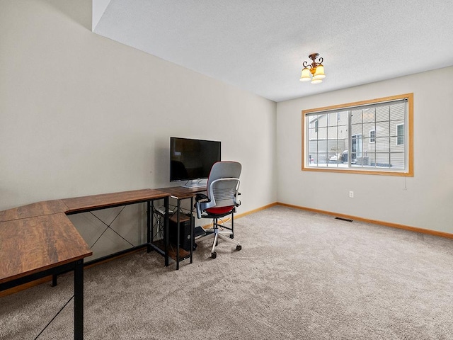 view of carpeted home office