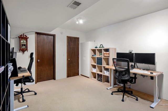 view of carpeted office space