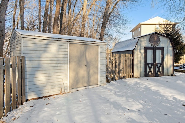 view of snow covered structure