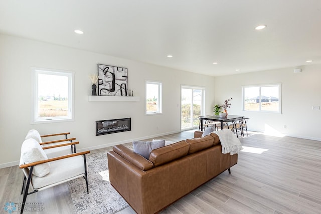 living room with light wood-type flooring