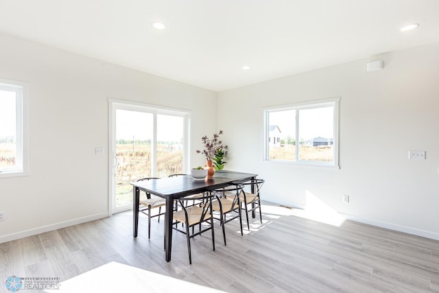 dining area with light hardwood / wood-style floors