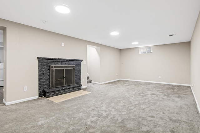 unfurnished living room with carpet floors