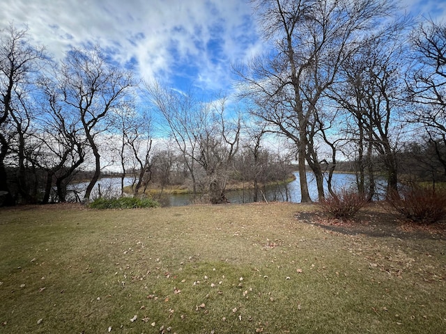 view of yard with a water view