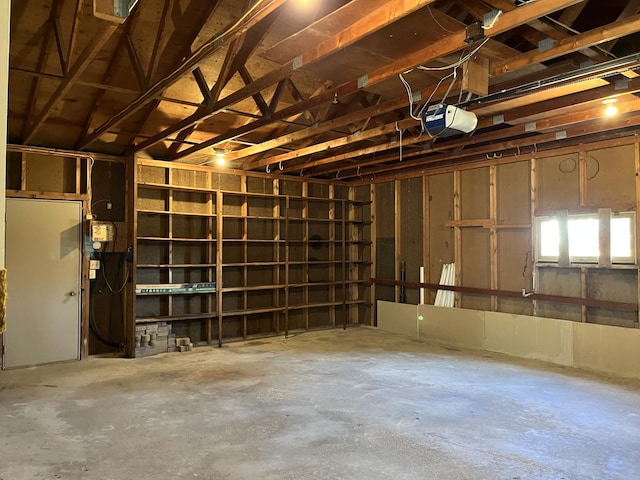 garage with a garage door opener