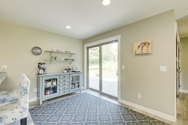 entryway with wood-type flooring