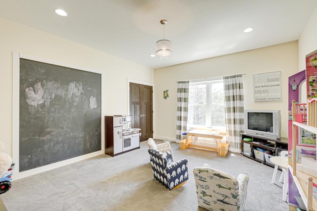 living room featuring carpet flooring