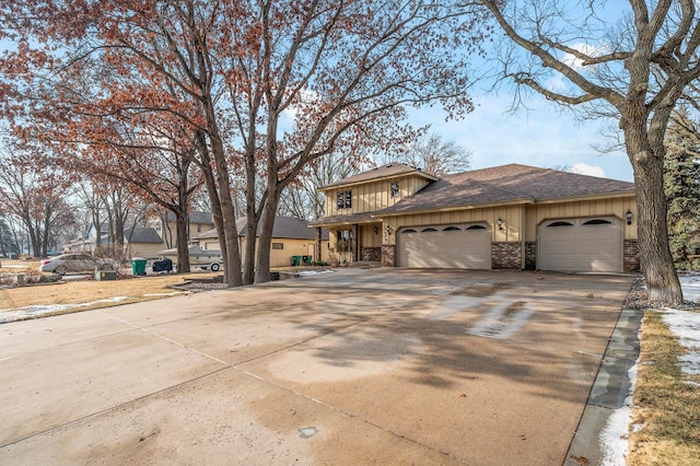 view of front of property with a garage