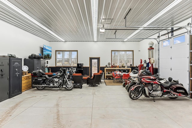 garage featuring a workshop area