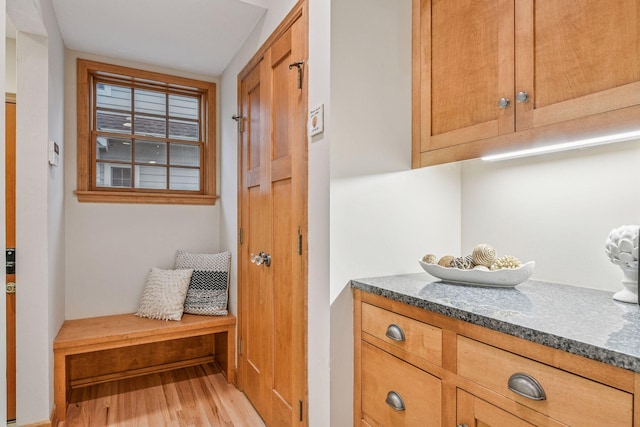 mudroom with light wood finished floors