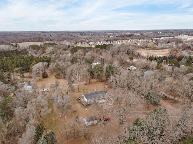 birds eye view of property featuring a rural view