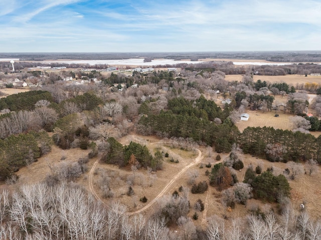 birds eye view of property featuring a rural view