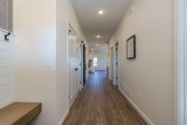 hall featuring dark hardwood / wood-style floors