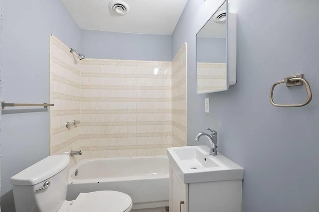 full bathroom with vanity, toilet, and shower / washtub combination