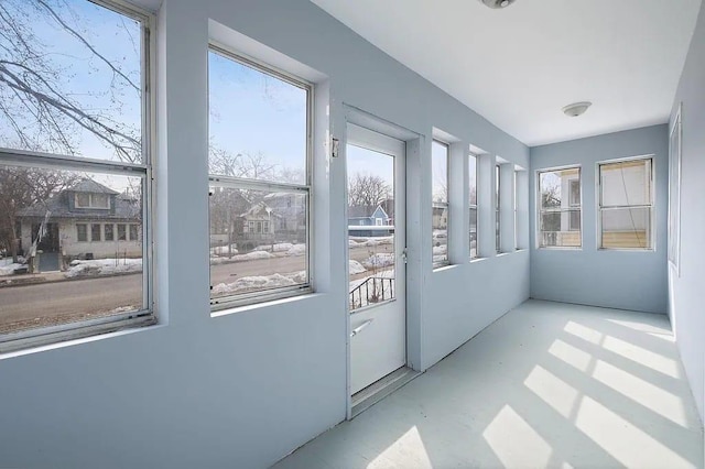 view of unfurnished sunroom