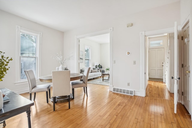 dining room with light hardwood / wood-style floors