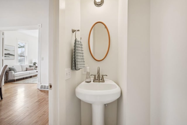 bathroom featuring wood-type flooring