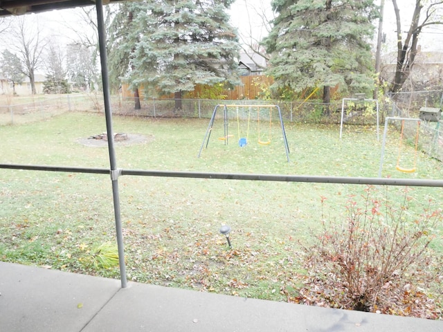 view of yard featuring a playground