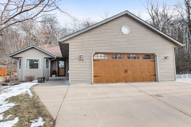 exterior space with a garage