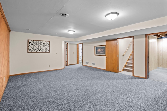 basement featuring carpet