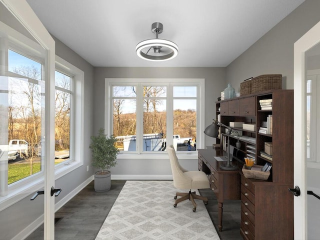 office area featuring hardwood / wood-style floors and a healthy amount of sunlight