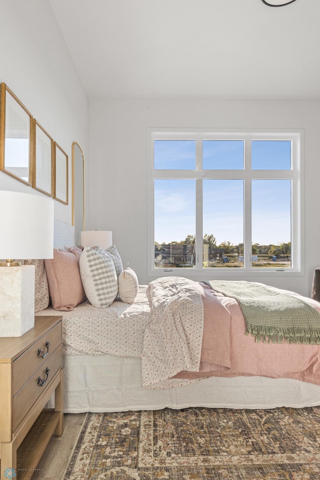 bedroom with wood-type flooring