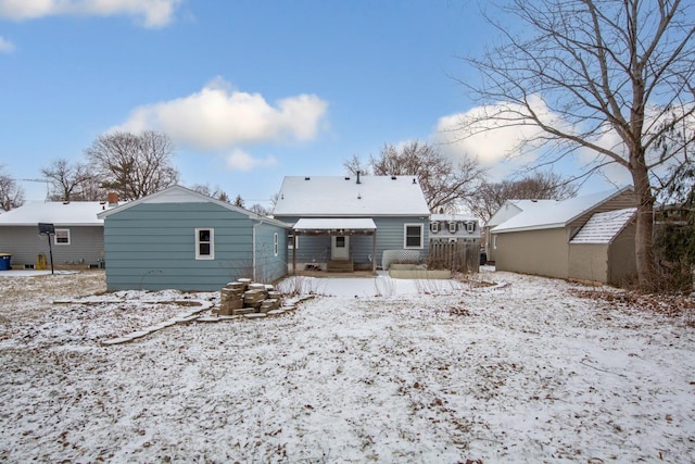 view of snow covered property