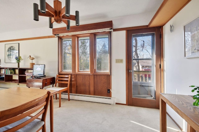 interior space with a baseboard radiator