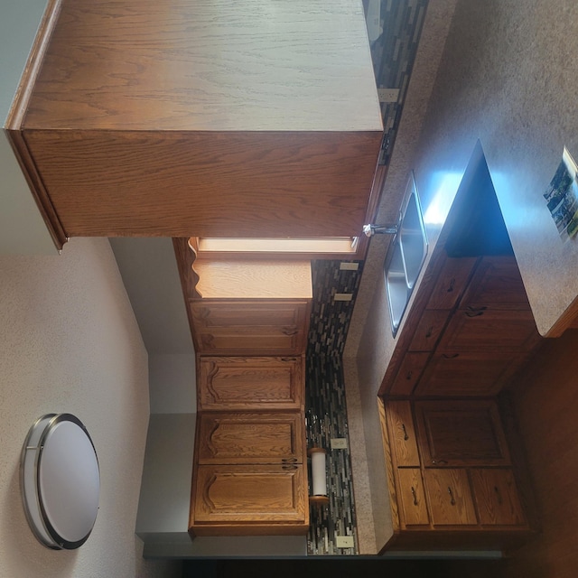 interior space with brown cabinets