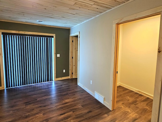 44811 County Highway 14, Perham, MN 56573 - empty room with wooden ceiling, dark hardwood / wood-style floors, and ornamental molding