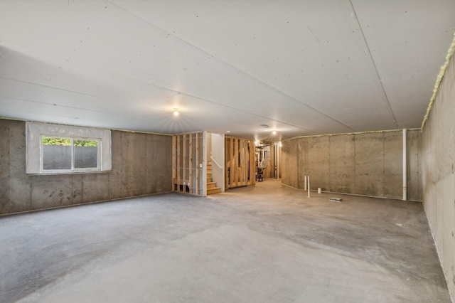 basement featuring stairway