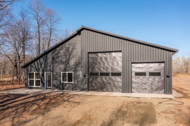 exterior space with a garage