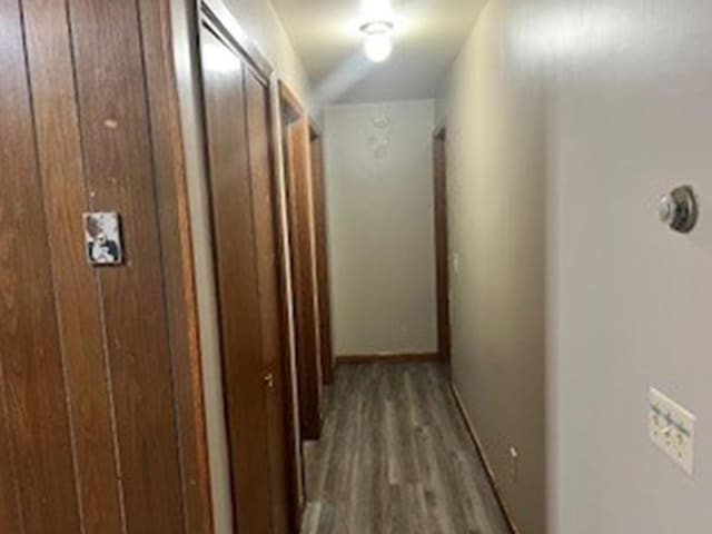 corridor featuring dark hardwood / wood-style flooring