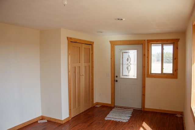 61684 260th St, Hewitt, MN 56453 - foyer featuring baseboards and wood finished floors