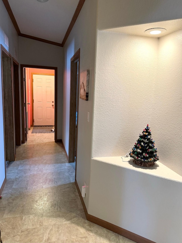 hallway with crown molding