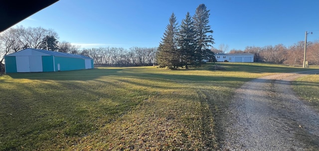 view of yard featuring an outdoor structure