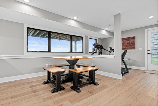 804 County Road I W, Shoreview, MN 55126 - exercise room with light wood finished floors, plenty of natural light, and recessed lighting
