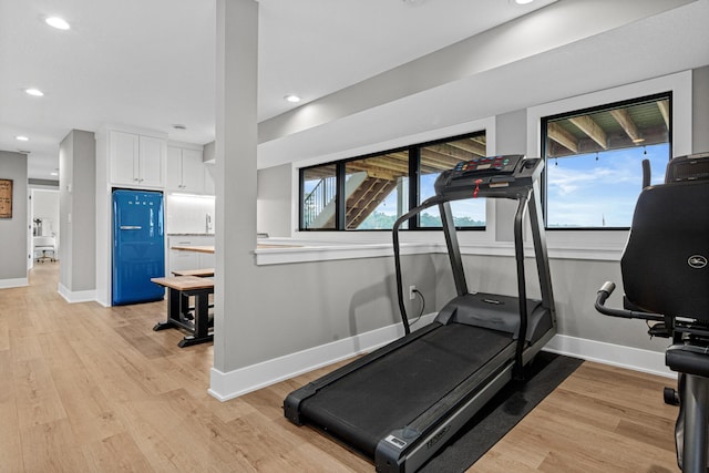804 County Road I W, Shoreview, MN 55126 - workout area featuring recessed lighting and light wood-style flooring