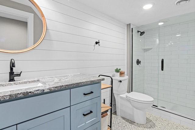804 County Road I W, Shoreview, MN 55126 - full bath with vanity, a stall shower, and tile patterned flooring