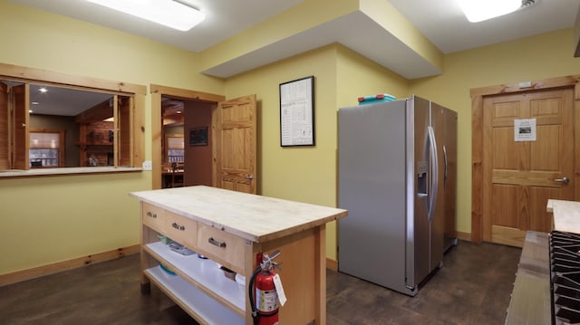 18059 County Highway Oo, Chippewa Falls, WI 54729 - kitchen featuring stainless steel fridge, wooden counters, and a kitchen island