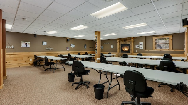 18059 County Highway Oo, Chippewa Falls, WI 54729 - carpeted home office featuring a wainscoted wall and a paneled ceiling