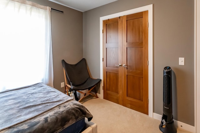 bedroom featuring multiple windows and carpet floors