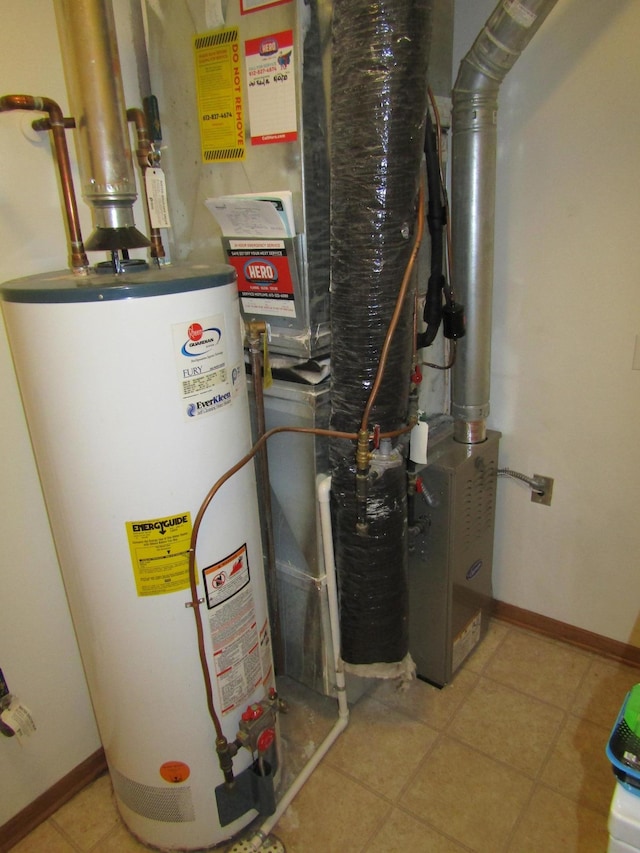 utility room with water heater