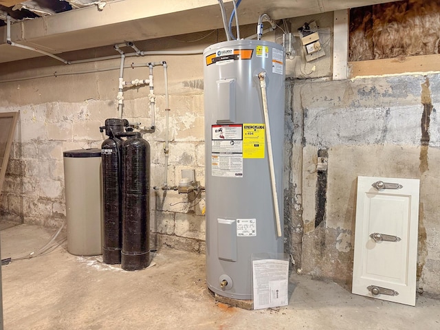 utility room with electric water heater