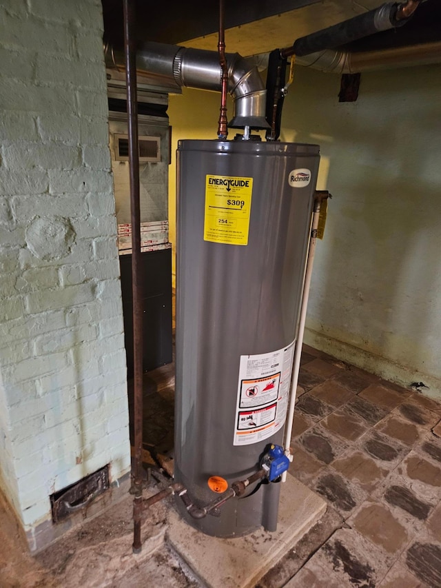 utility room featuring water heater