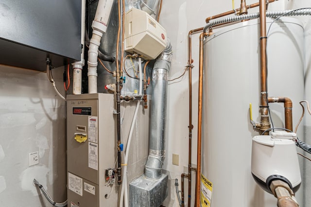 utility room with water heater