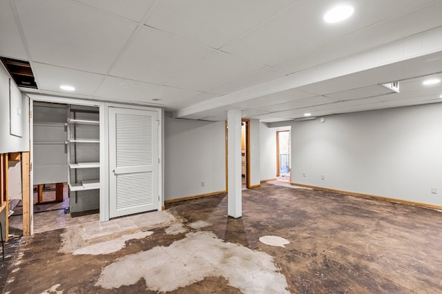 basement with a drop ceiling