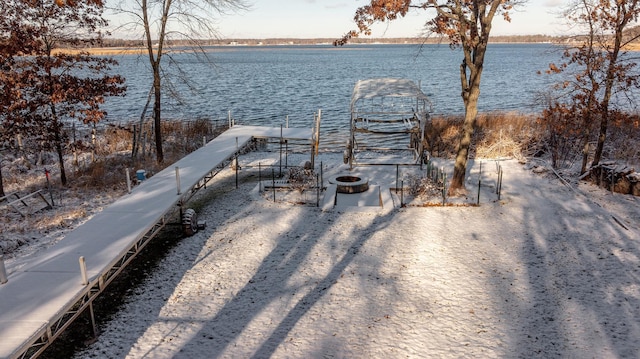 dock area featuring a water view