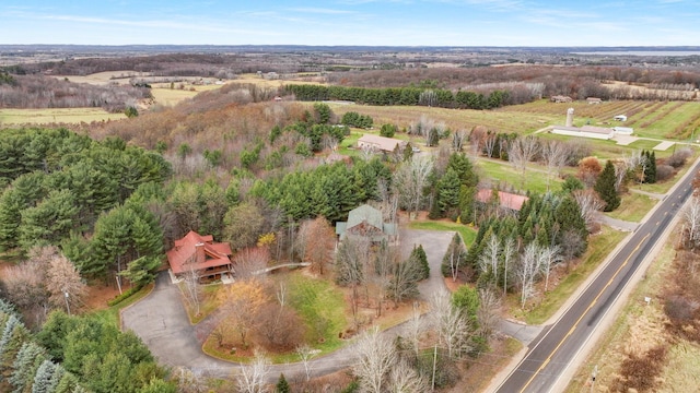 aerial view featuring a rural view